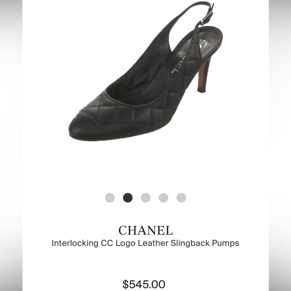 EUC Chanel Quilted Black Slingback heels 38
